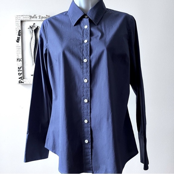 J.Crew Navy Blue Cotton Button Down Shirt Size M - Picture 3 of 6